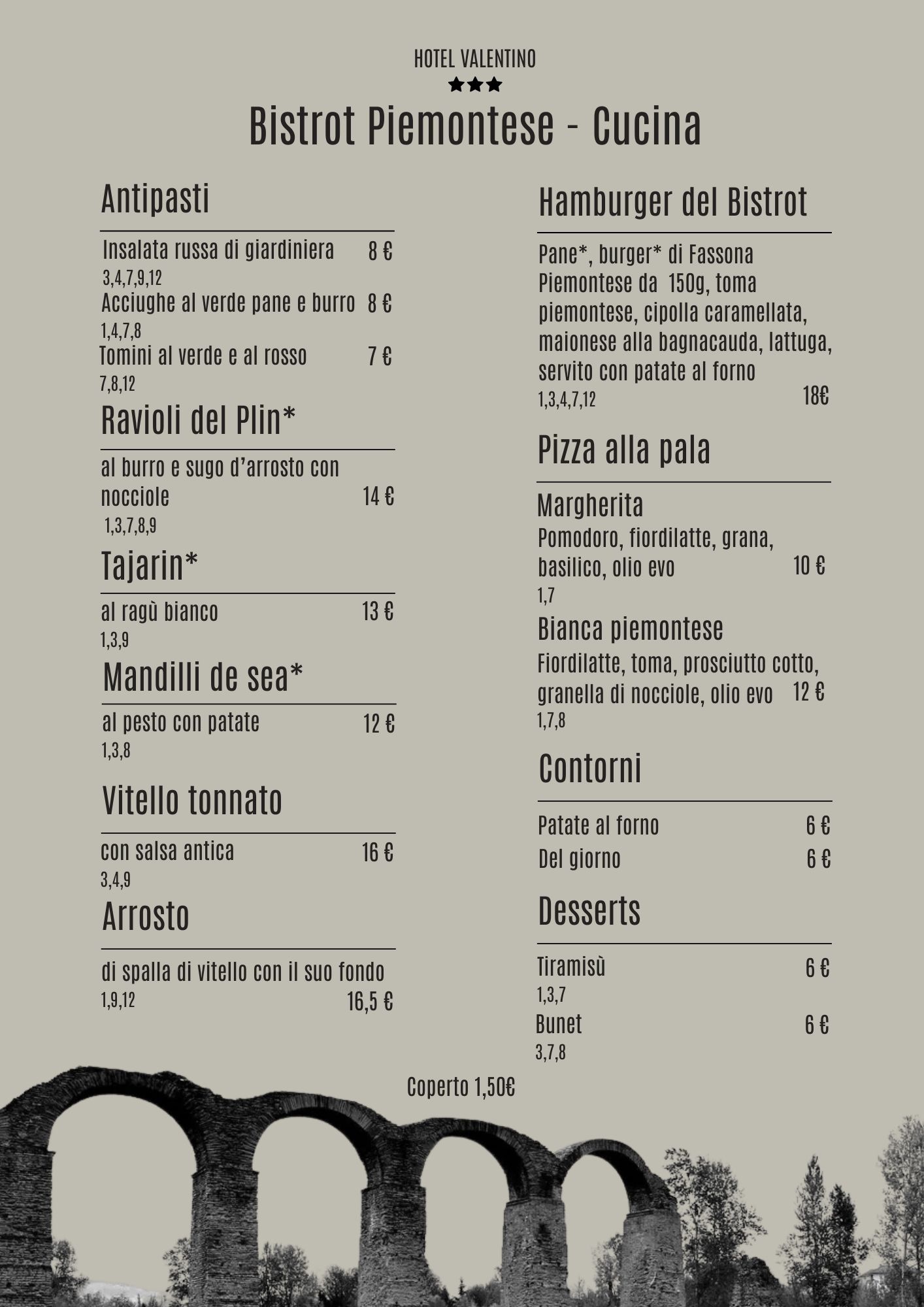 Menu Bistrot - Cantina