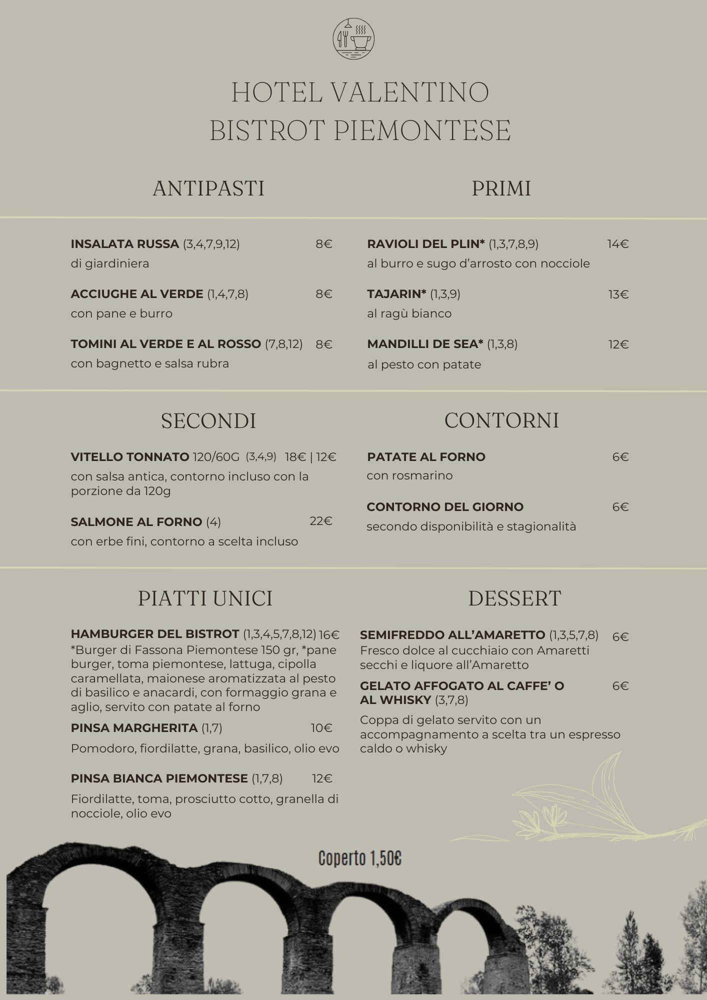Menu Bistrot - Cantina